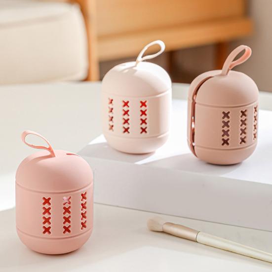 Makeup Sponge Storage Bag Anti-Dust Fully Wrapped Design Breathable Ventilated Hollow Structure Portable Handle Food-Grade Silicone Makeup Applicator