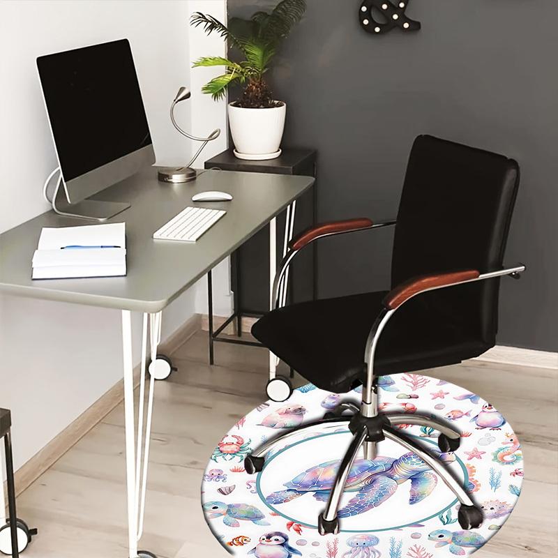 1PC Sea animals Ocean life Non-Slip Floor Round carpet, Office, family, bedroom, Large Area Rug Indoor Rugs,  Durable Polyester-L0397