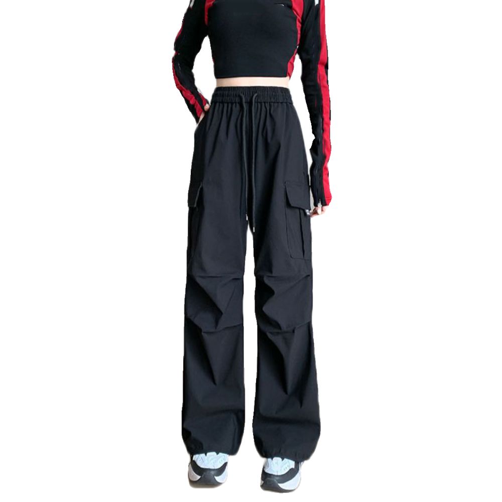 Solid Color High Waist Trousers Straight Sweat Pants Women Fashion Wide Leg Loose Pants  Sports