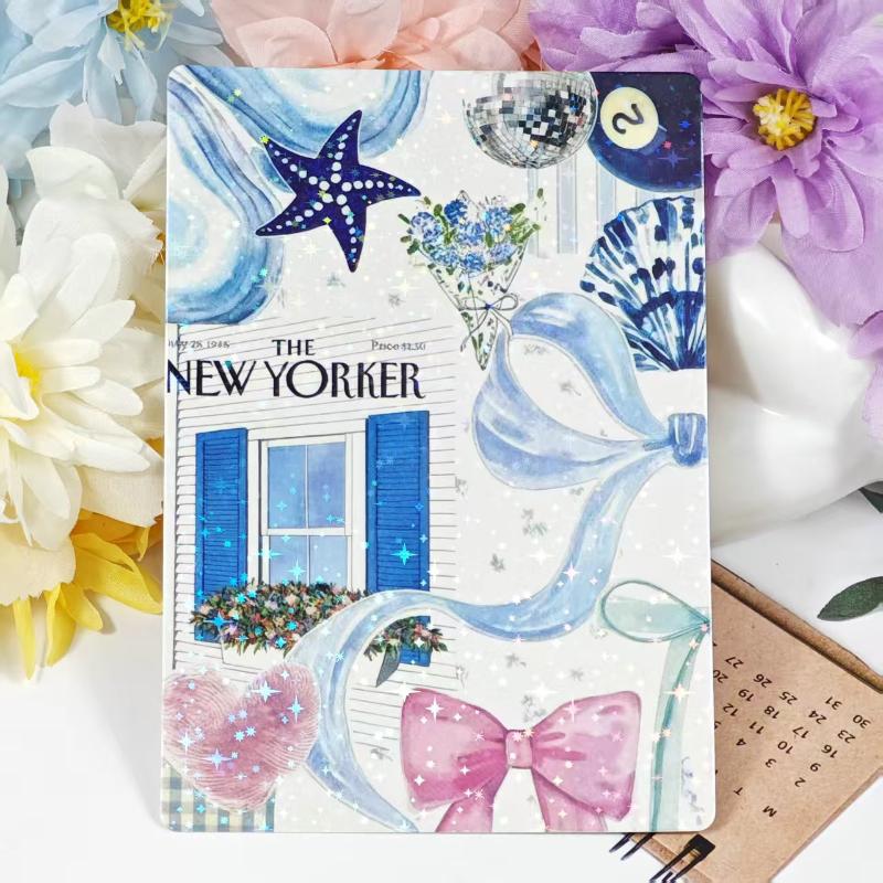 Cute Bow Pattern Insert Paper Cards Waterproof No Residue for Transparent Tablet Case E-Reader Cover Travel Portable Decor