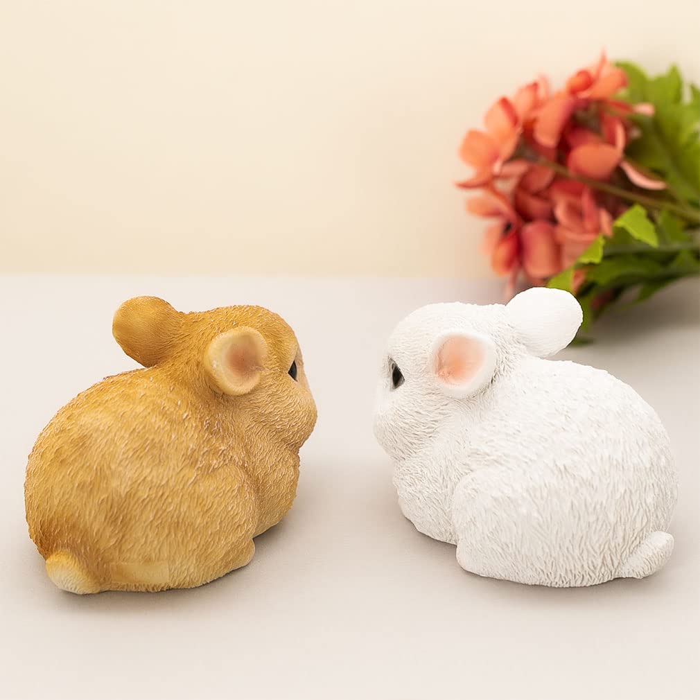 Figurka králíků z pryskyřice, zvěrokruh xx, novoroční dekorace, dárkový předmět, králík, bílý [Elegantní dárek] 5,8 10,6 V 6,6 cm [Originální produkt] (Hnědá &
