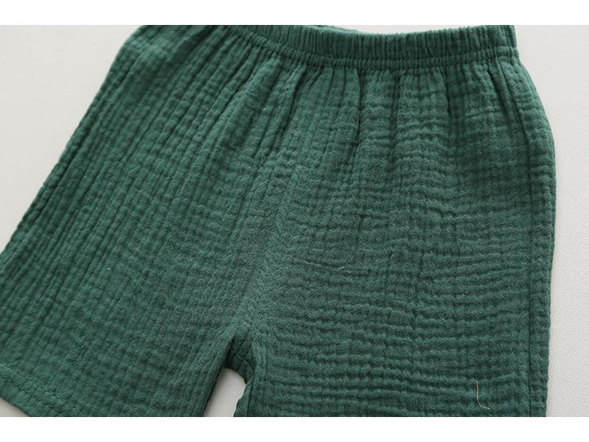 Summer Cotton Linen Boys' Crew Neck Short Sleeve and Shorts Two-Piece Set