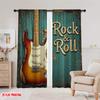 2pcs,2D Plane Printing Pattern Curtains Vintage Guitar Rock Roll Polyester Woven (without Rod) Decorations Inside Ldeal for Home