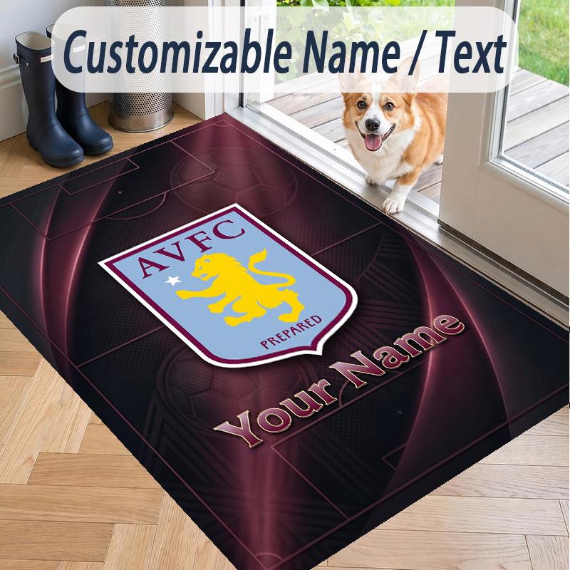 Custom Text Printed Rug Aston Villa Non Slip Floor Carpet For Home Room Decor