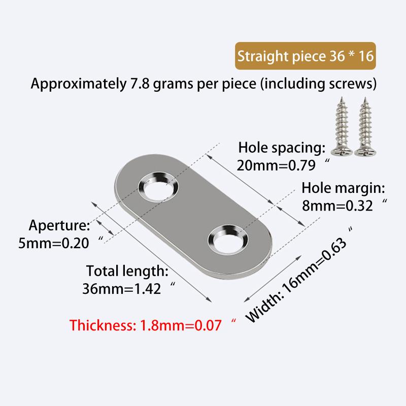

Flat Straight Corner Brace Plates With Fixing Screws Metal Joining Plate Bracket