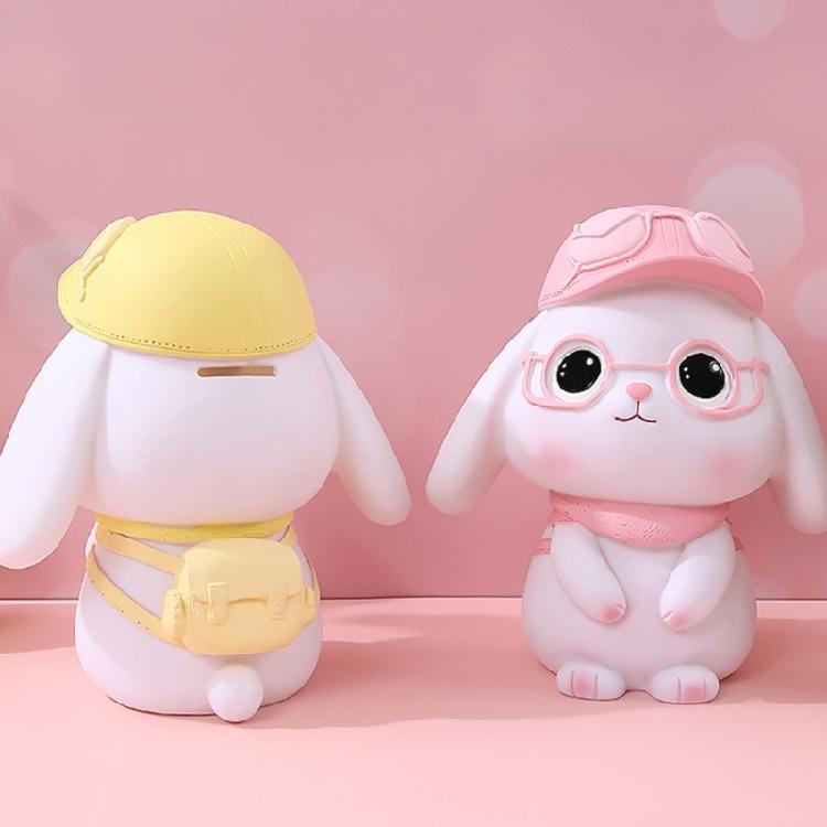 Decorative Rabbits Statue Saving Jar Money Management Holder for Children Teens Cartoon Animal Shatterproof Coin Banks