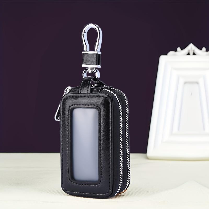 PU Leather Double-Layer Key Case Secure Waist Hanging Car Key Storage - Stylish Mini Bag for Interior Accessories