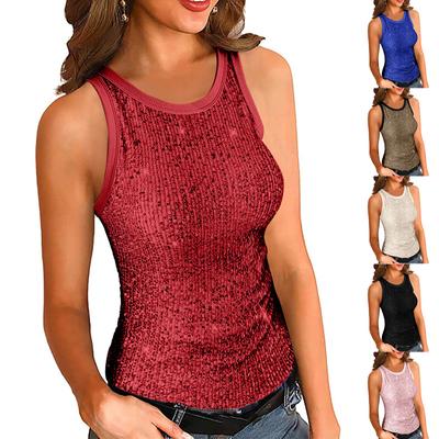 Damenmode Top Ärmellose Paillettenweste