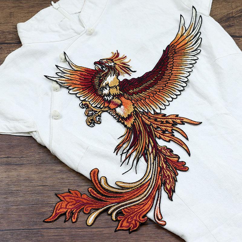 Phönix Stickerei Großes Abzeichen: Chinesischer Stil DIY Denim Mode Dekoration.