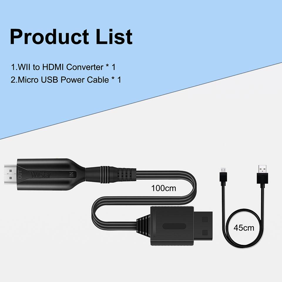 WII to HDMI Converter Adapter Full HD 1080P Wii2HDMI Video Converter Cable for PC HDTV Monitor Display Wii To HDMI Adapter