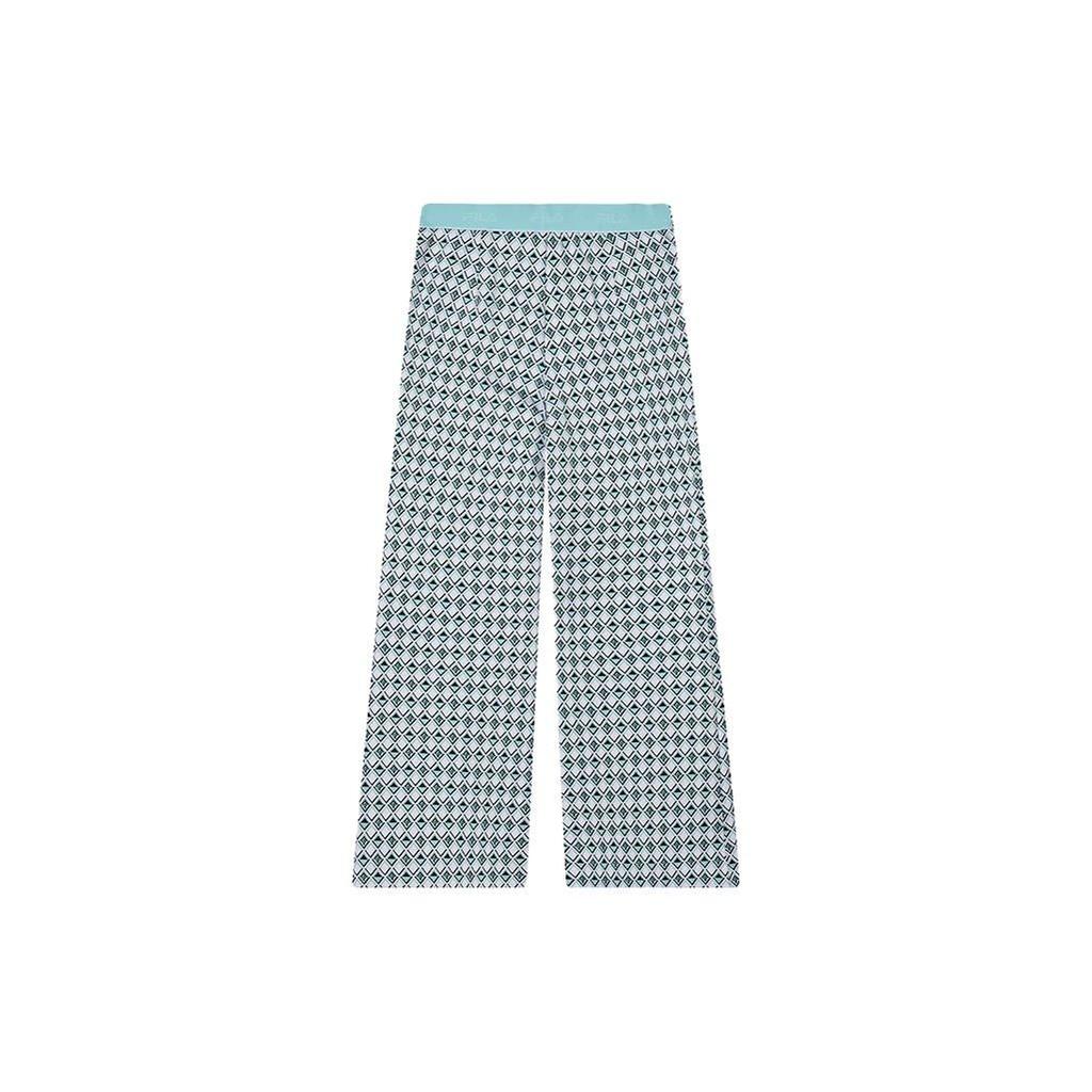 FILA Emerald Plaid Knit Wide-Leg Casual Pants Women bottoms F11W414602F-ZA