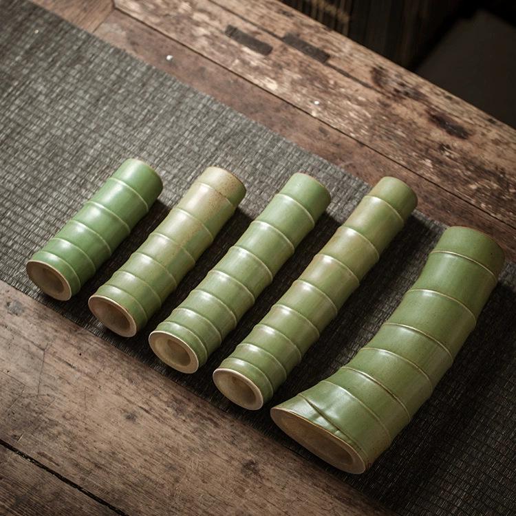 Zen Bamboo Joint Wall Hanging Vase: Ceramic Flower Holder for a Simple, Creative Arrangement.