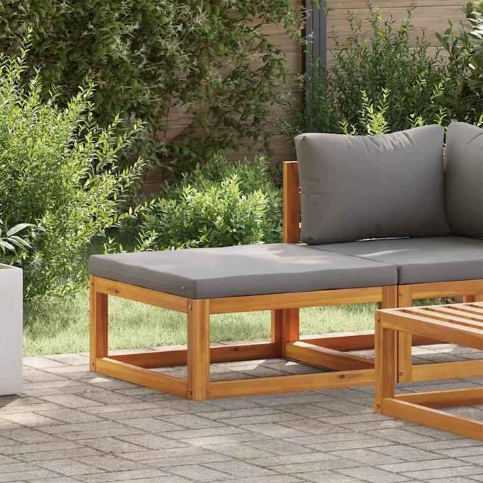 Maison Exclusive - Repose-pied avec coussin gris foncé Bois d'acacia massif