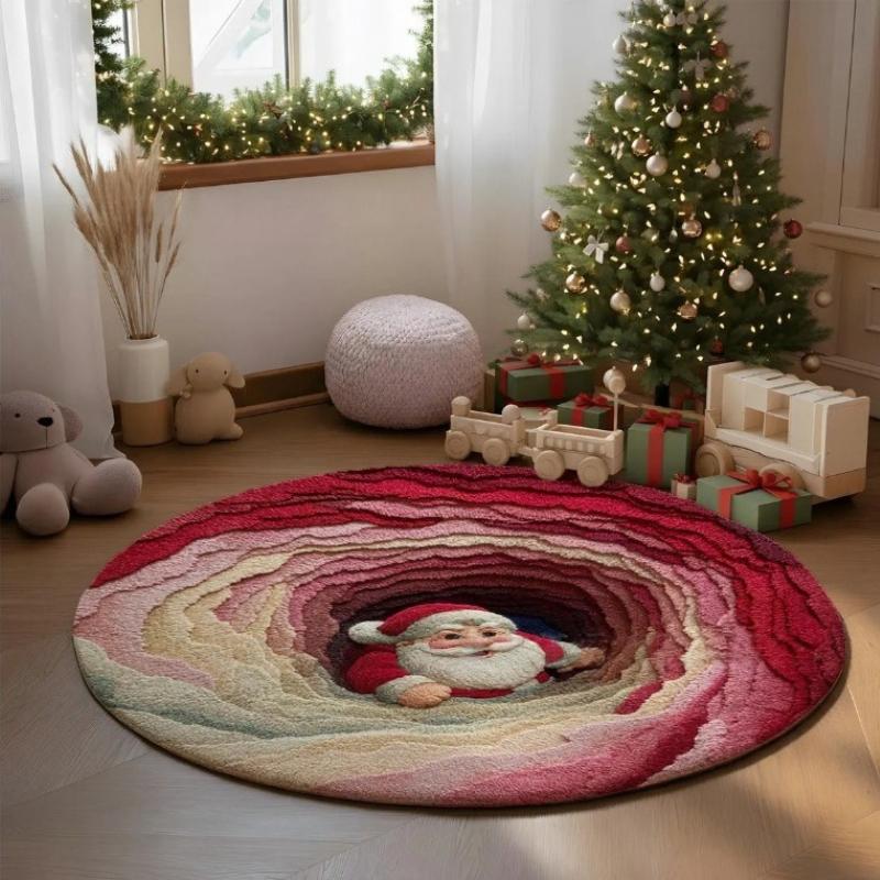 

Різдвяні кришталеві вельветові килимки, прикраса для входу в дім, напівкруглі килимки, протиковзкі килимки для туалетів 120*120cm