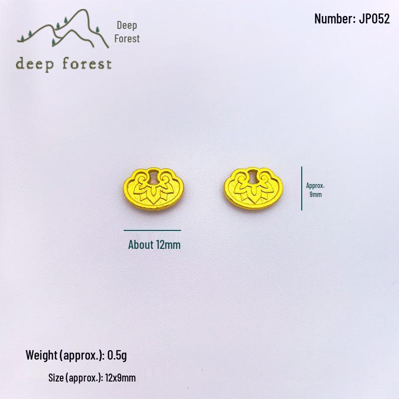 Ancient Sand Gold Fu Character Pendant Necklace & Bracelet Alloy DIY Material