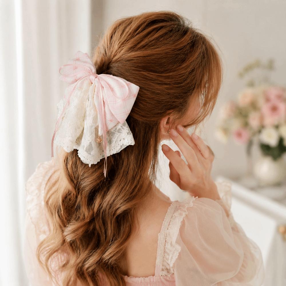 Large Size Bow Hair Claw Chiffon Material Stain Bow Design Chiffon Hairpin Colorful Ponytail Clip Ponytail Clip Everyday Wear
