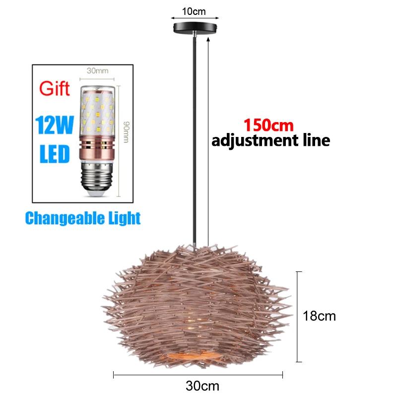 Japanese Bamboo Chandelier Chinese Style Rattan Woven Hanging Light Ceiling Lamp for Home Cafe Bar Decorate Restaurant Lighting