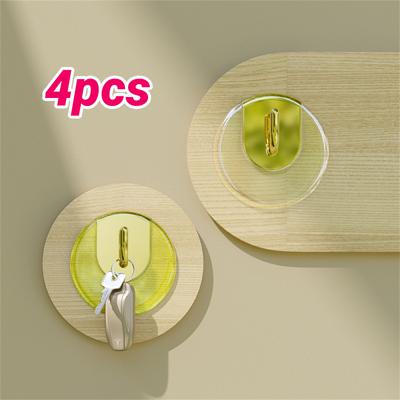 4pcs Luxury Style Adhesive Wall Hooks Punch-free Hook Hanger Kitchen Bathroom Accessory Organizers Traceless Clothes Key Storage