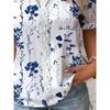 Elegant Plus Size Womens Floral Print Blouse V Neck Lace Detail Short Sleeve Spring Summer Textured Clothing