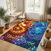 Dragon Phoenix Theme Crystal Velvet Rug Personalized Custom Name Text Soft Floor Mat Home Decor