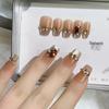 Queen of Spades: Brown Coffee Handmade Wearable Nails - Light Luxury, Winter Ins Style, Whitening & Removable