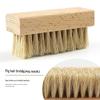 Square Beechwood Horsehair & Boar Bristle Soft Brush for Polishing and Dust Removal on Leather Shoes, Seats, and Cars.