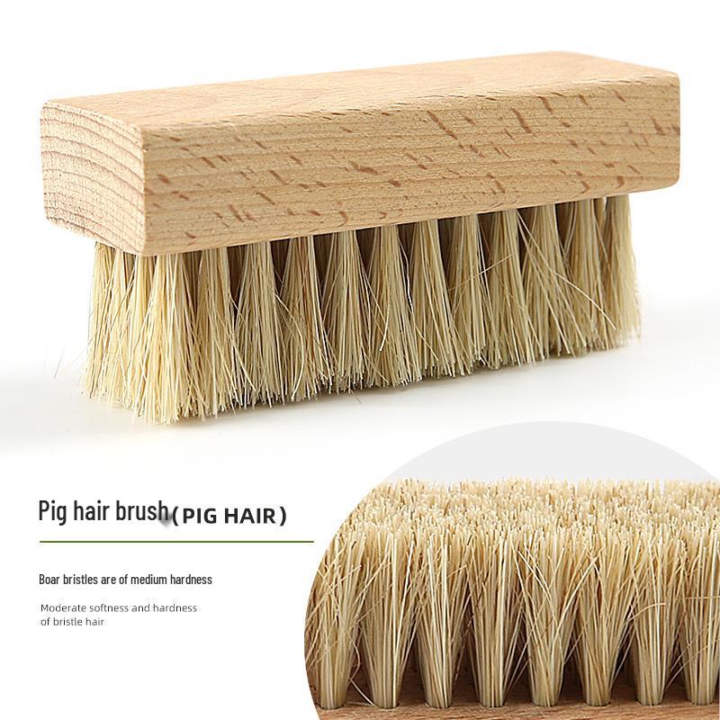Square Beechwood Horsehair & Boar Bristle Soft Brush for Polishing and Dust Removal on Leather Shoes, Seats, and Cars.