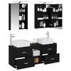 Bathroom Furniture Set 5 Pcs Black Oak Engineered Wood and Glass