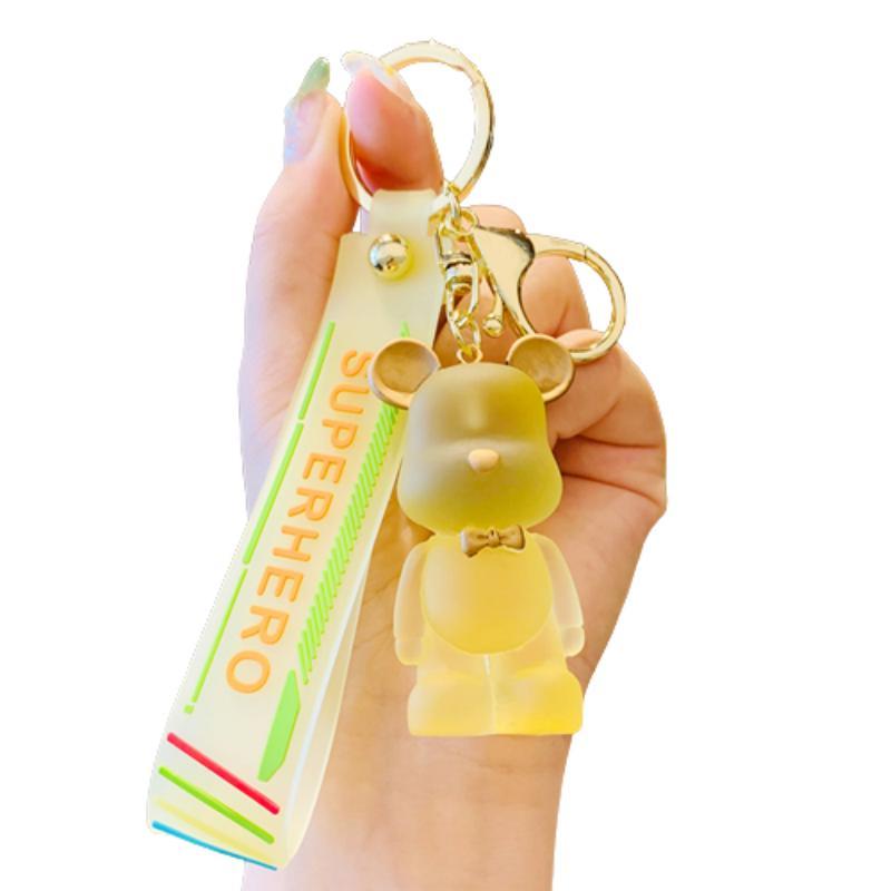 Creative Resin Transparent Crystal Palm Bear Keychain Cute Gift For Couples And Backpack Decoration