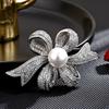 Full Diamond Bow Brooch, Elegant and Feminine Pearl Brooch, Light Luxury and High-end Design Sense Brooch