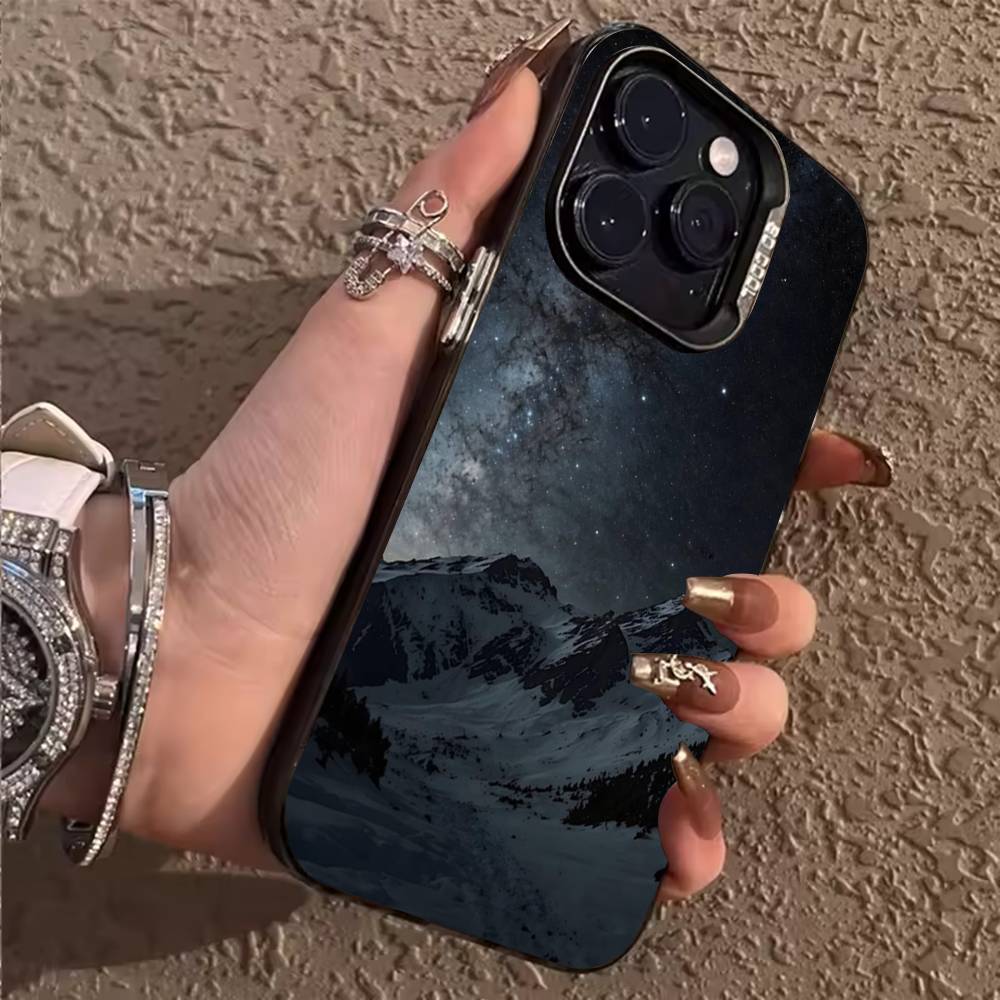 Black Mountain INS Design Phone Case For iPhone 17,16,15,14,13,12,11,Pro,Max,Plus Shockproof Cover