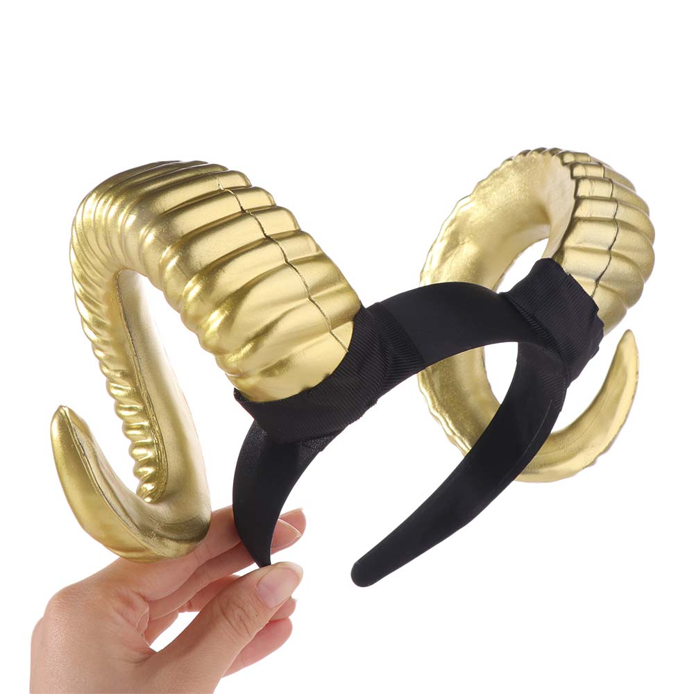 Adereço de Cabeça Chifre de Demônio Preto Artificial Gótico Chifre de Bode Argola de Cabelo Halloween Diabo Tiara Natal