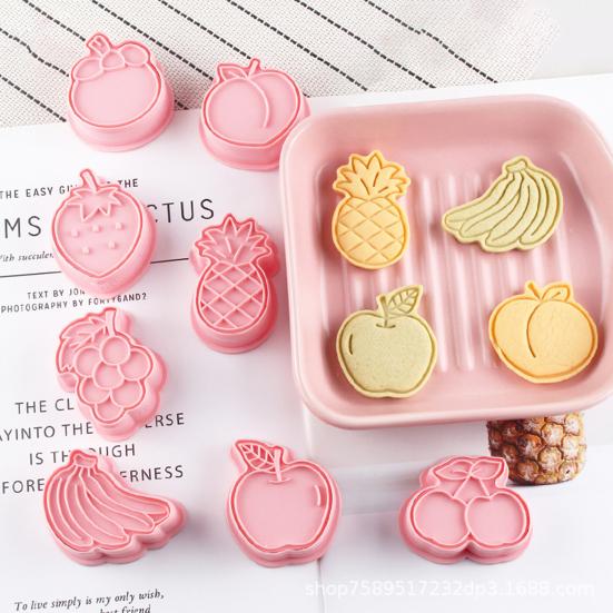

8Pcs/Set Cookie Cutter Cute Anti-deform PP Creative Fruit Shape Cookie Mold for Kitchen розовый