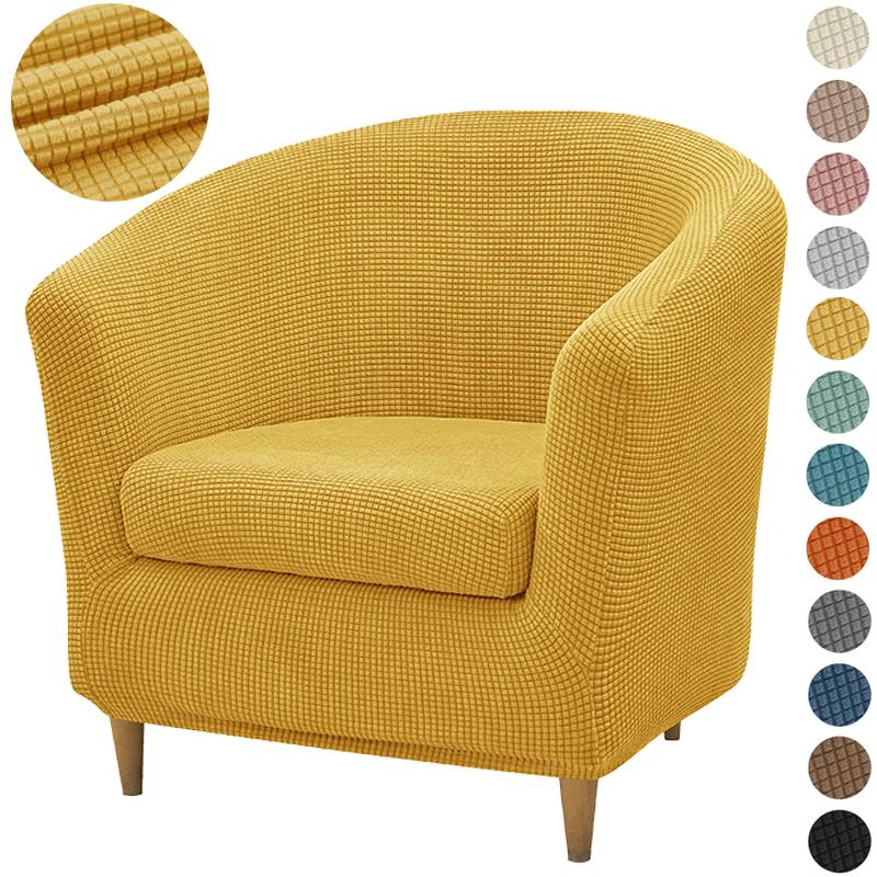 Yto Household Items Unisex 2Pcs/Set Jacquard Stretch Club Armchair Slipcover 1Pc Barrel Tub Sofa Cover + 1Pc Polar Fleece Couch Cover Furniture Protector