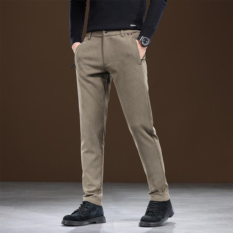 Toamnă și iarnă 2024 Pantaloni noi de catifea pentru bărbați, stiluri de toamnă și iarnă, brand la modă, pantaloni casual slim de afaceri, la modă și comozi