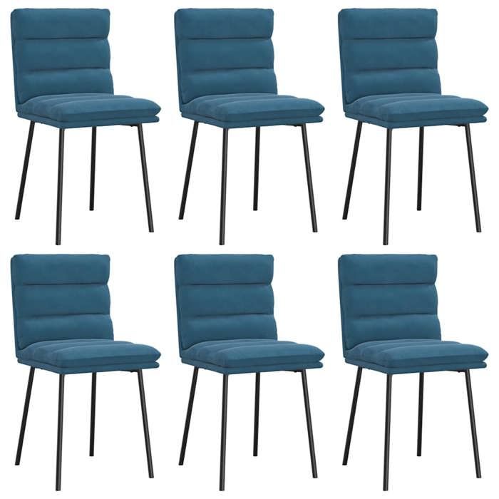 VidaXL Chaises à manger lot de 6 bleu velours 3315662