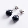 [Aurora] 8mm Jet Necklace and Earrings Set with Gift Box, Black Amber, 16-inch, 17-inch, 18-inch (42cm, 45cm, 47cm) Choker Princess (Earrings,