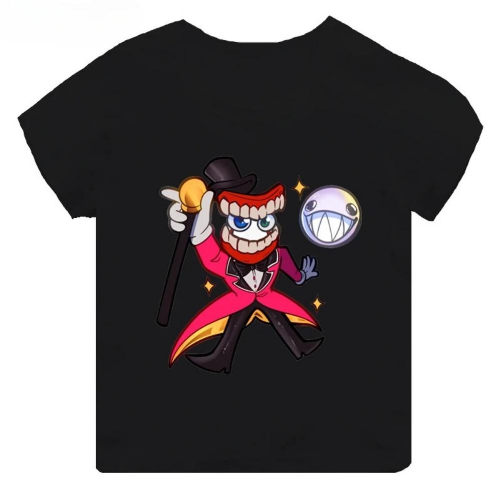Hochwertige lässige Baumwoll-T-Shirts für Jungen und Mädchen, süße kurzärmelige neue digitale Zirkus-Print-T-Shirts für Mädchen, Kinderoberteile