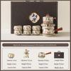Ru Kiln Blue & White Lotus Luxury Automatic Tea Set - Business Gift for Leaders & Elders