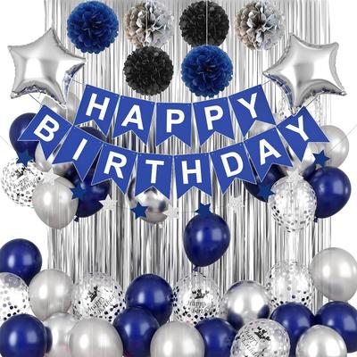 Conjunto de Balões de Aniversário Faixa de Bandeiras Feliz Aniversário Cortina de Chuva Franjada Decoração de Aniversário Balão