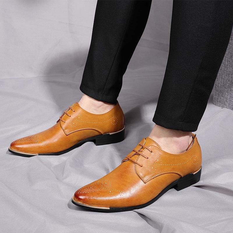 Fashion 2025New Men Dress Shoes Fashion Oxford Business Men Shoes Pu Leather High Quality Soft Casual Breathable Men's Flats Slip-On Sho