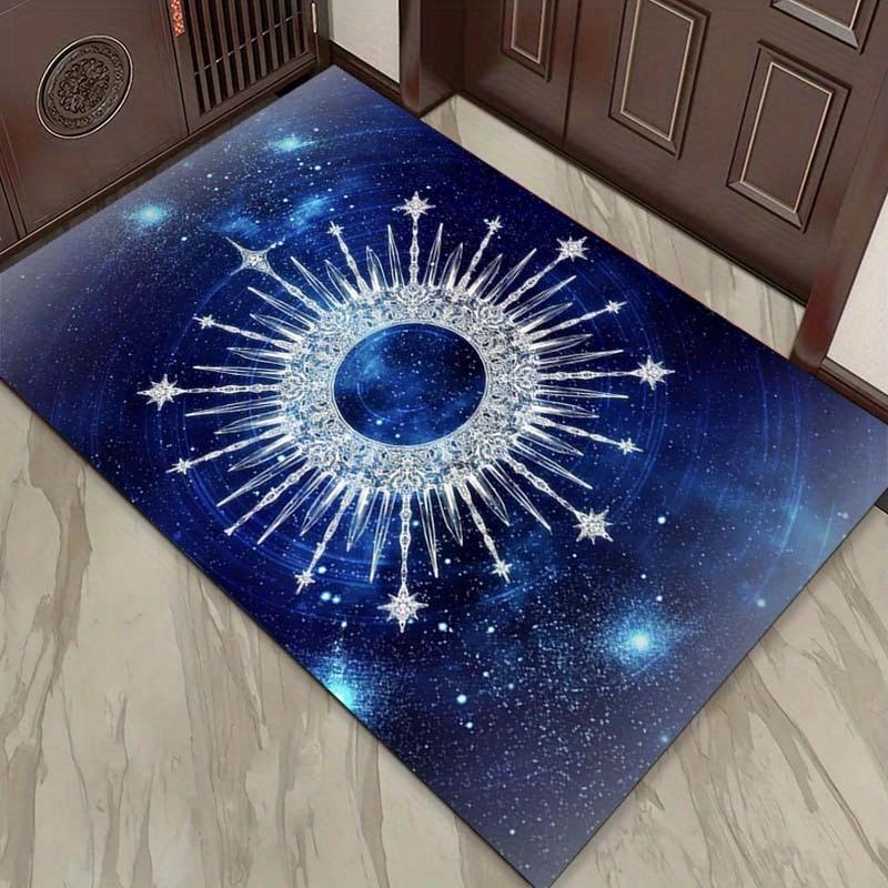Galactic Sun Rug: Starry Night Sky Design for Futuristic Living Rooms - Modern and Space-Themed Decor Skid resistant carpet