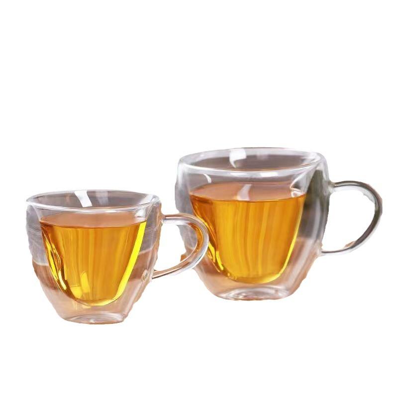 Двухслойный стеклянный стакан из боросиликатного стекла в форме сердца для кофе и сока 80ml