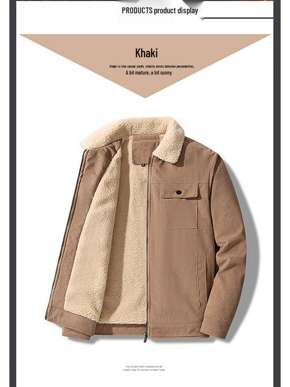 Men's Lambswool-Lined Corduroy Jacket: Cross-Border Fashion for Autumn/Winter