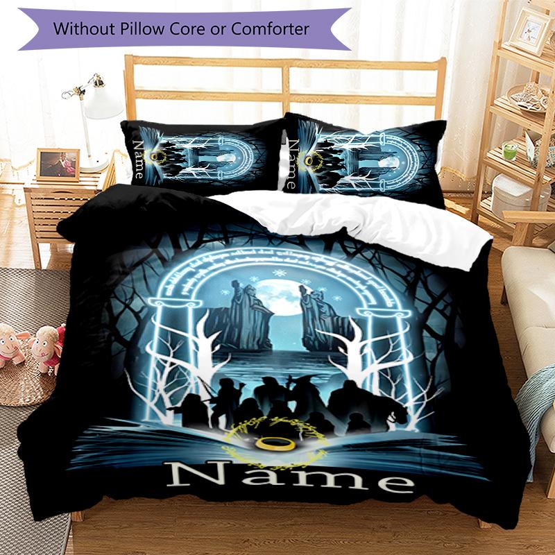3pcs Custom Name The Fellowship of the Ring Bedding Set Duvet Cover Closure Includes 1 Duvet Cover & 2 Pillowcases for All Seasons Bedroom Decor