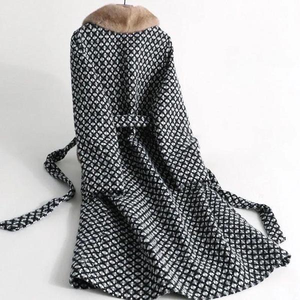 Solid Color Women's Thick Warm Autumn Winter Large Size Trench Turn-down Collar Belt Mid-length Coats