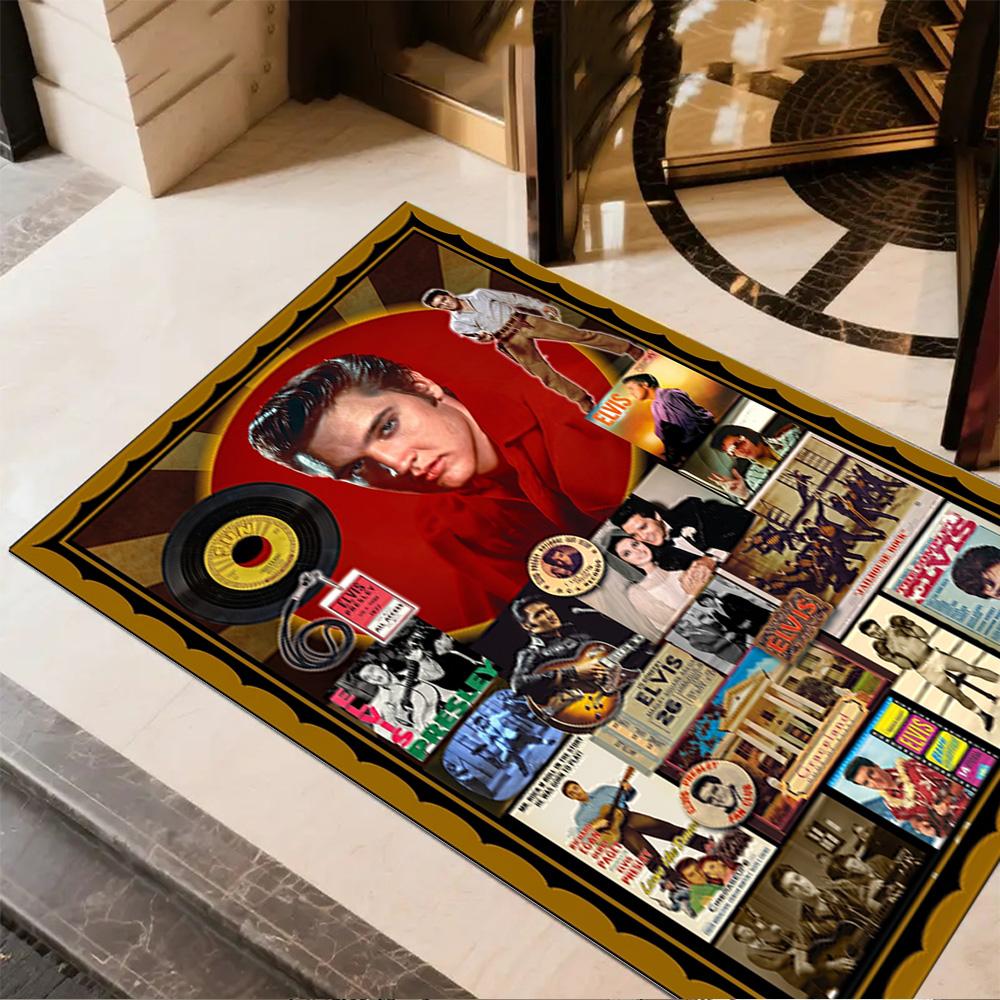Elvis Presley: Music Legend Floor Mat Perfect for Dormitory Game Room Living Rooms Playrooms Antislip Carpet Decorate Offices Wedding Party Gift