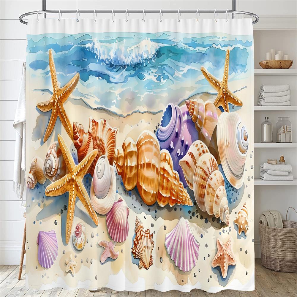 

Шторка для душа Дельфин Синий Подводный мир Морская жизнь Полиэстер Детская Океанская тематика Декор для ванной комнаты с крючками W90xH180cm-35x70in