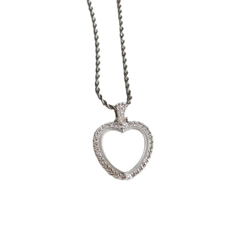 Double-Sided Rotating Rhinestone Hollow Necklace with Personalized Print