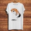 Akvarelová liška červená Vtipné Přírodní Tričko Pánské Krátký Rukáv Kulatý Výstřih Ležérní Anime Tričko Streetwear